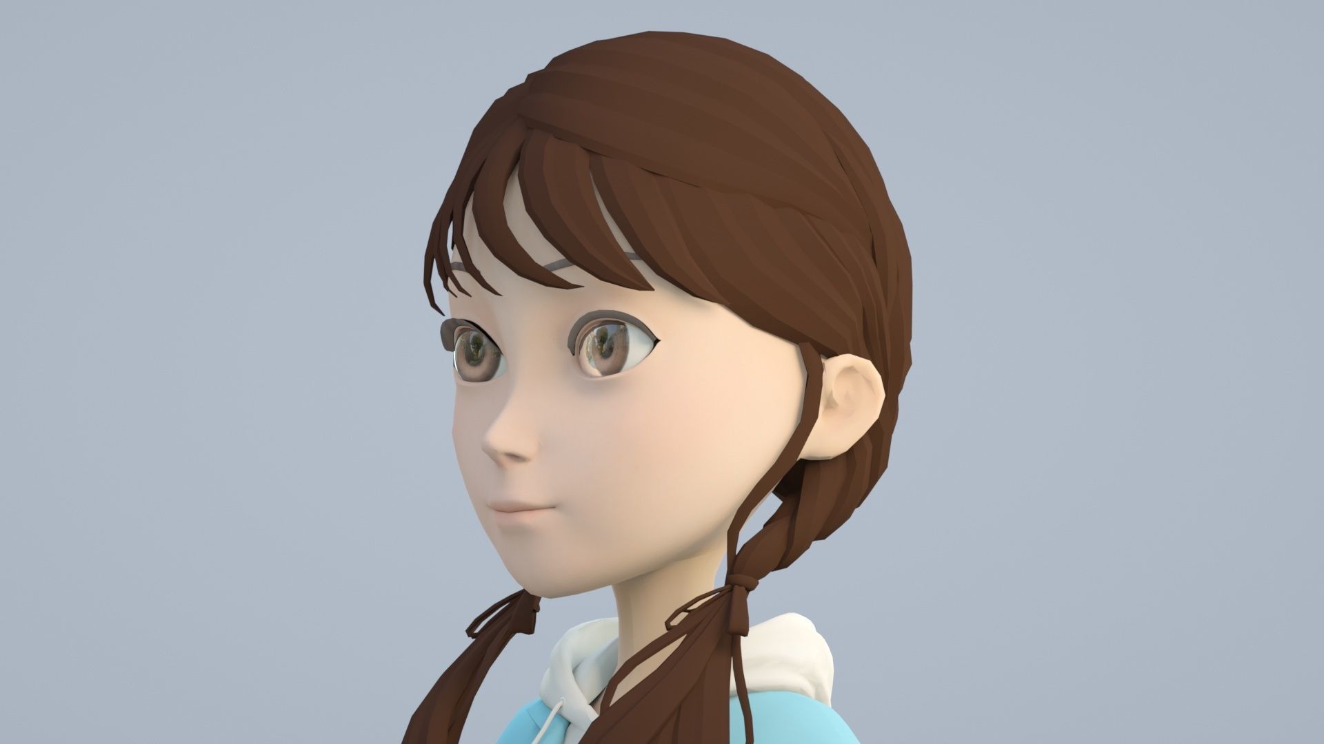 cartoon girl little sister child primary school student 3D model_1
