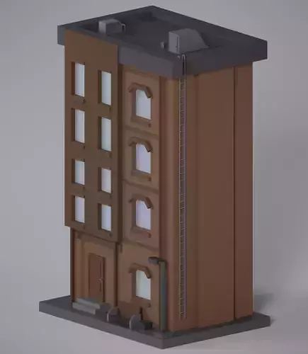 Low poly city building Game-ready