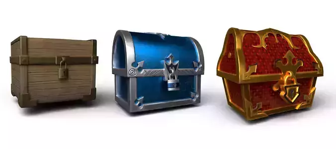 Stylized game boxes Low-poly 3D model