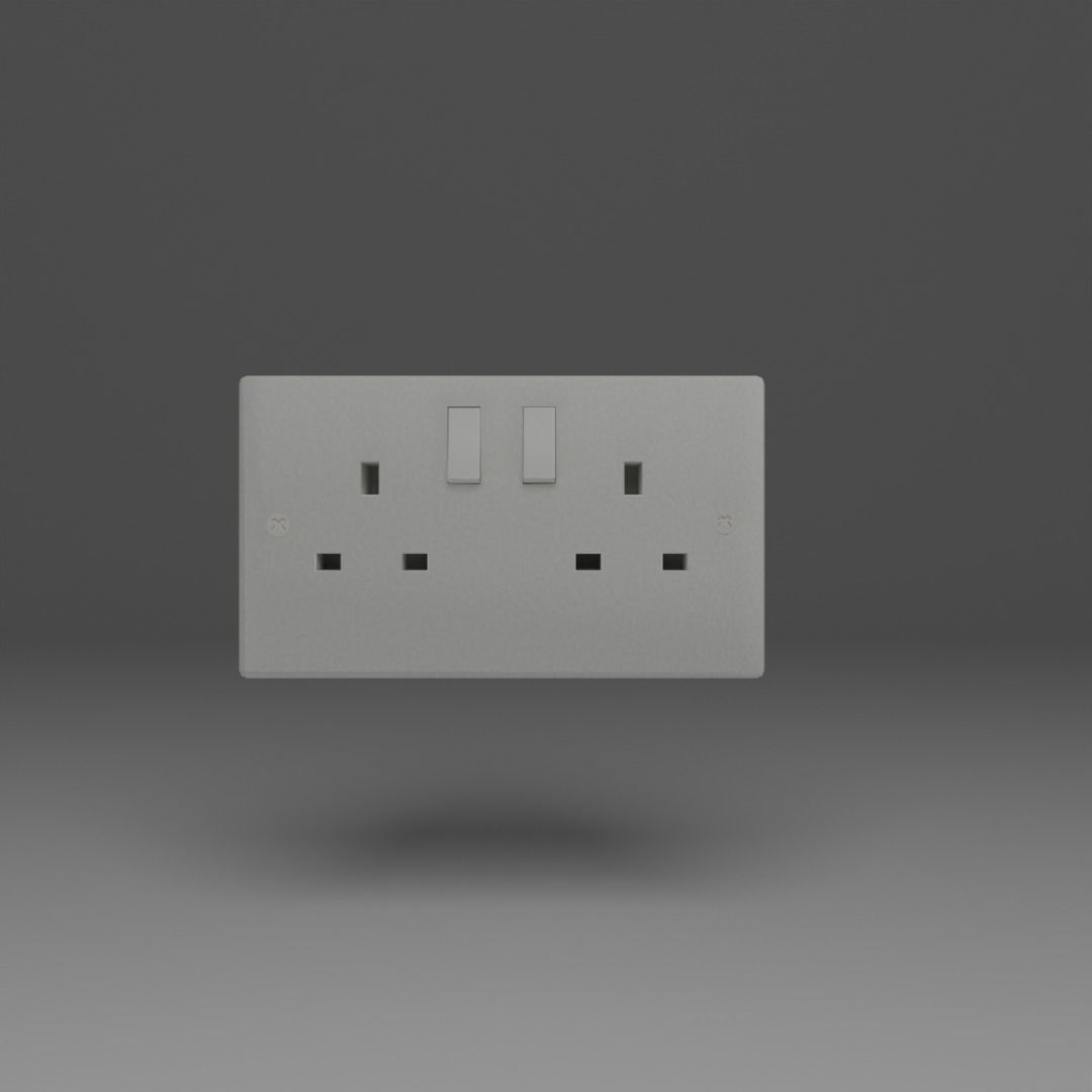 Type G Double Plug Socket Low-poly 3D model_2