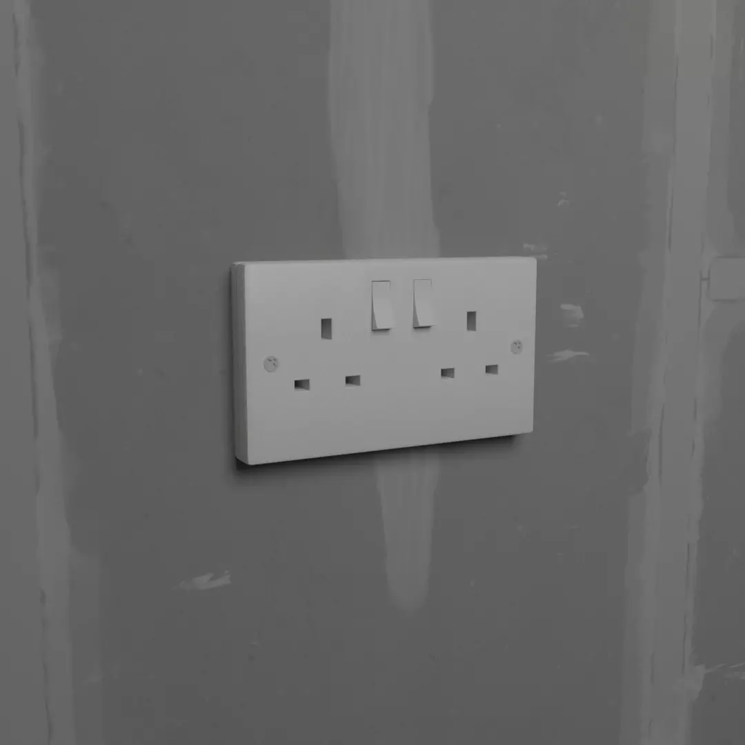 Type G Double Plug Socket Low-poly 3D model_0