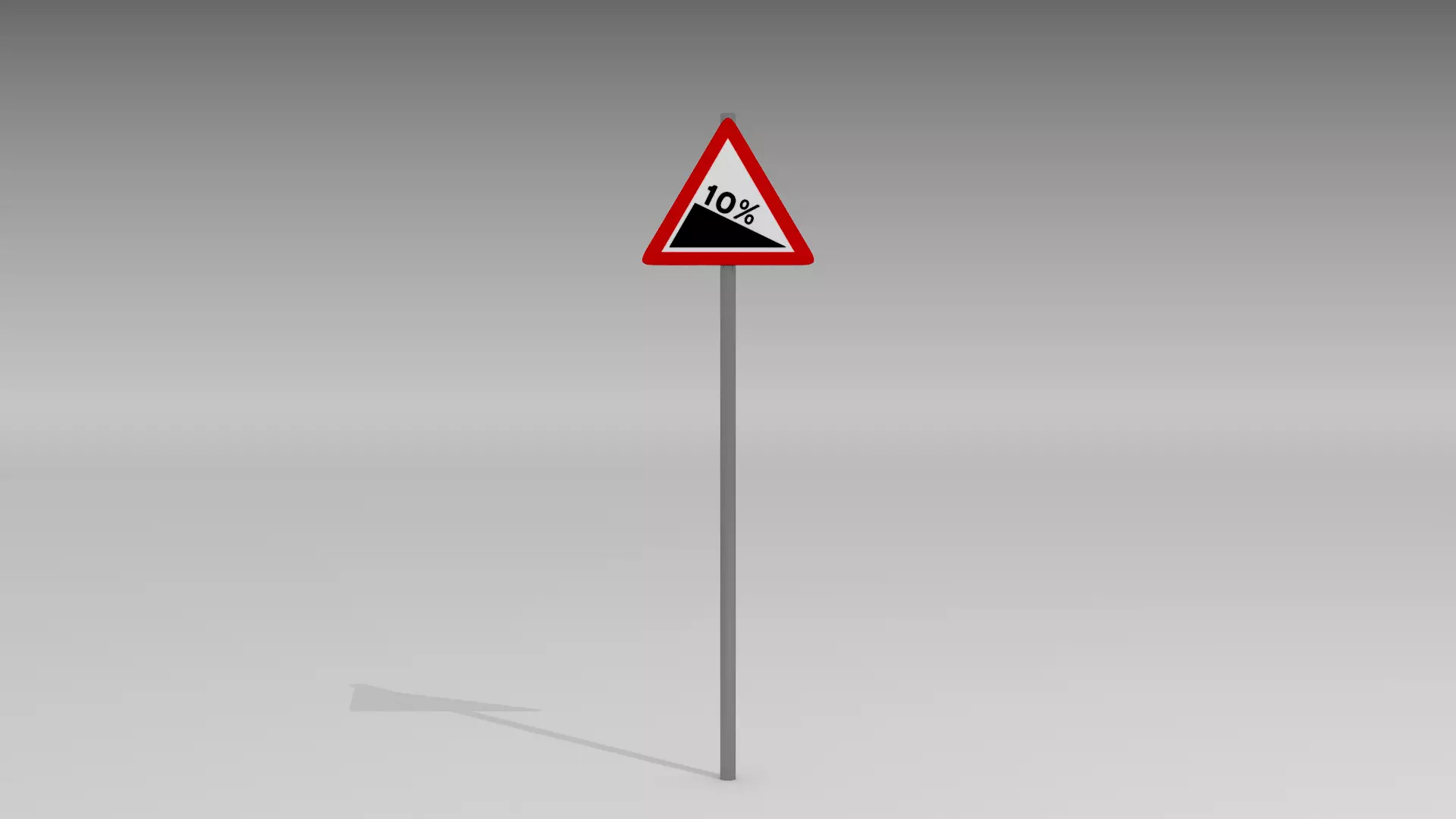 Steep road sign 3D model_0