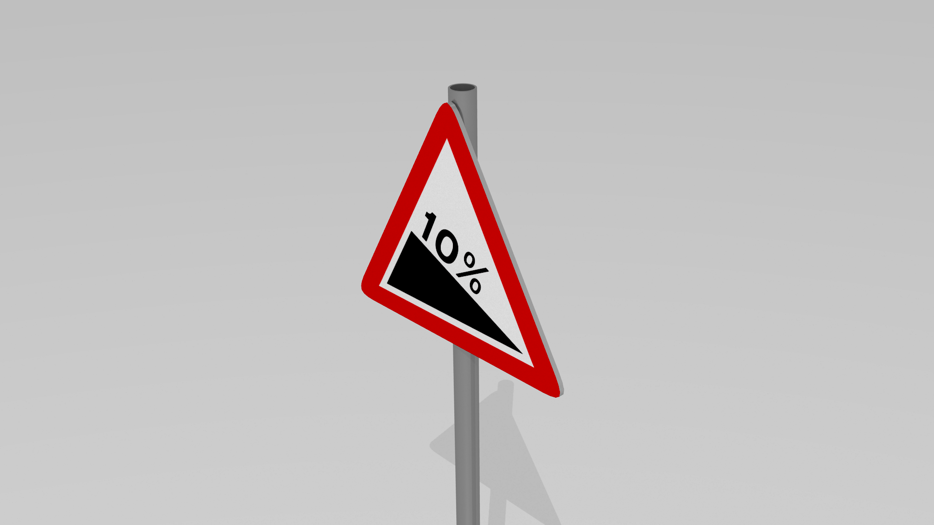 Steep road sign 3D model_1
