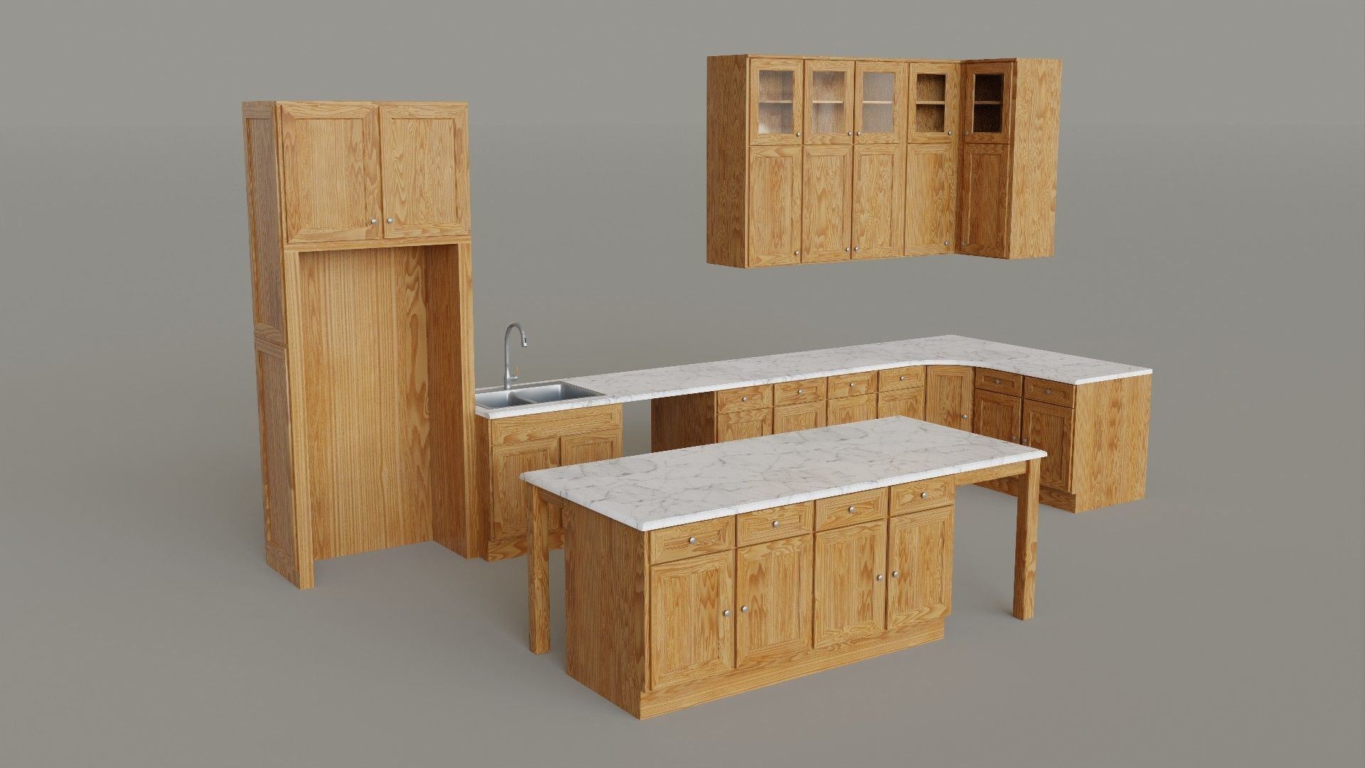 Kitchen Set Low-poly 3D model_6