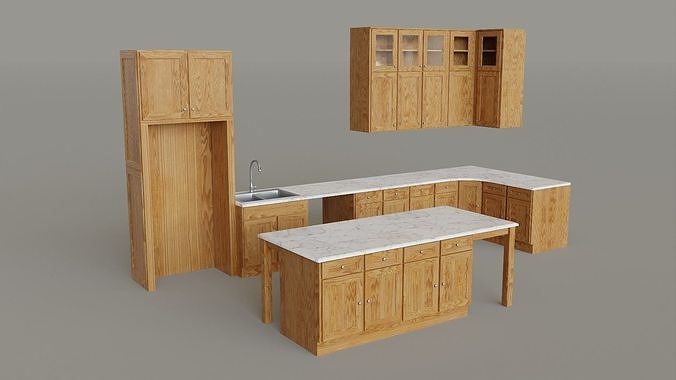 Kitchen Set Low-poly 3D model 7