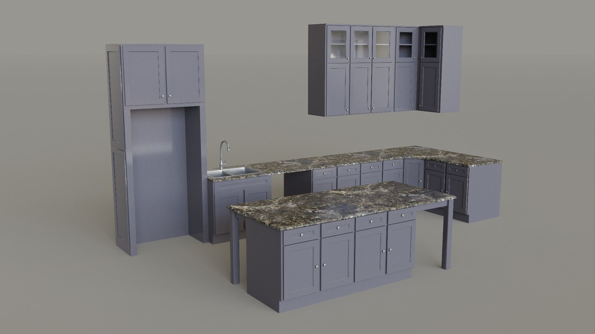Kitchen Set Low-poly 3D model_7