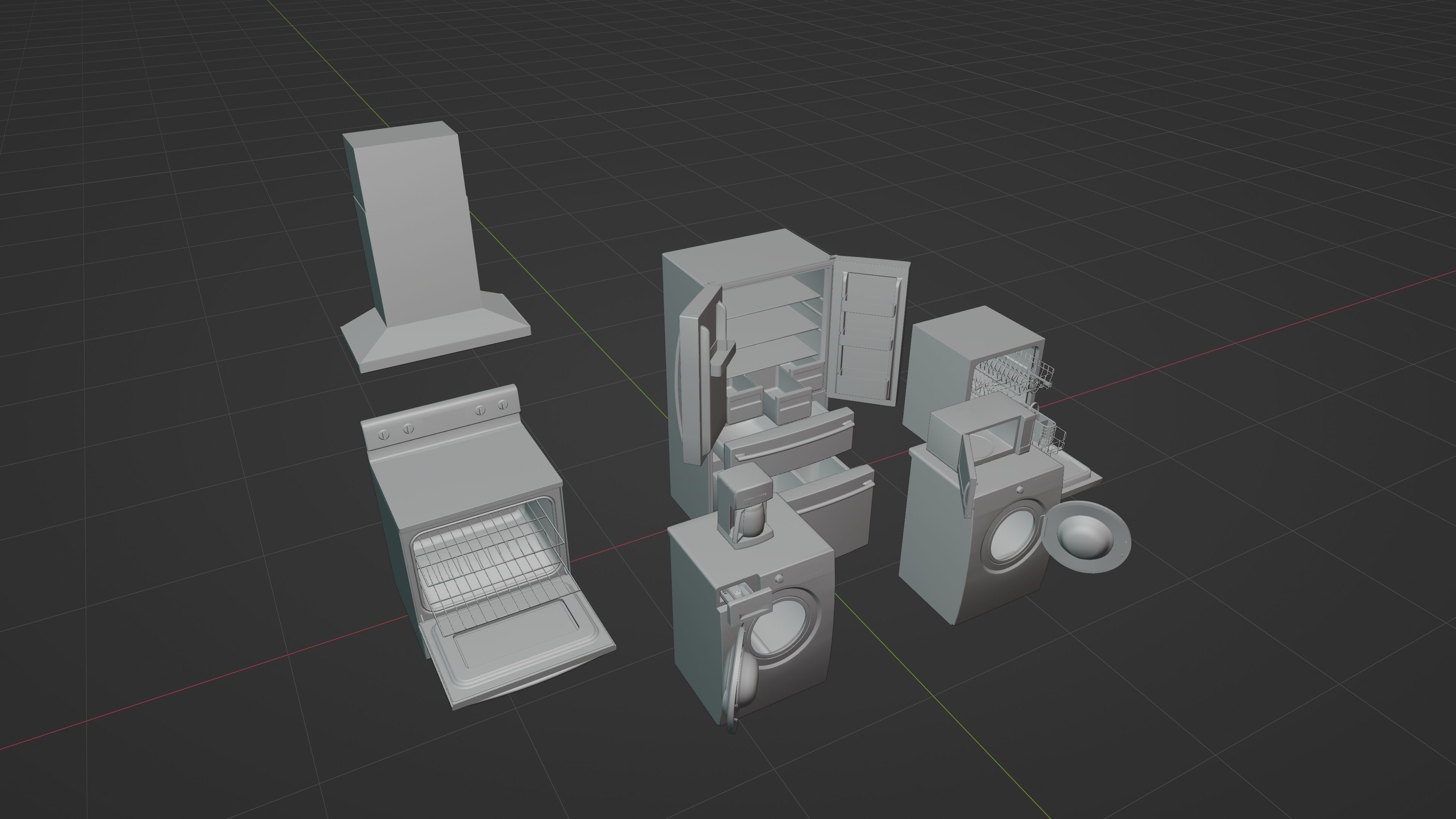 Kitchen Set Low-poly 3D model_61