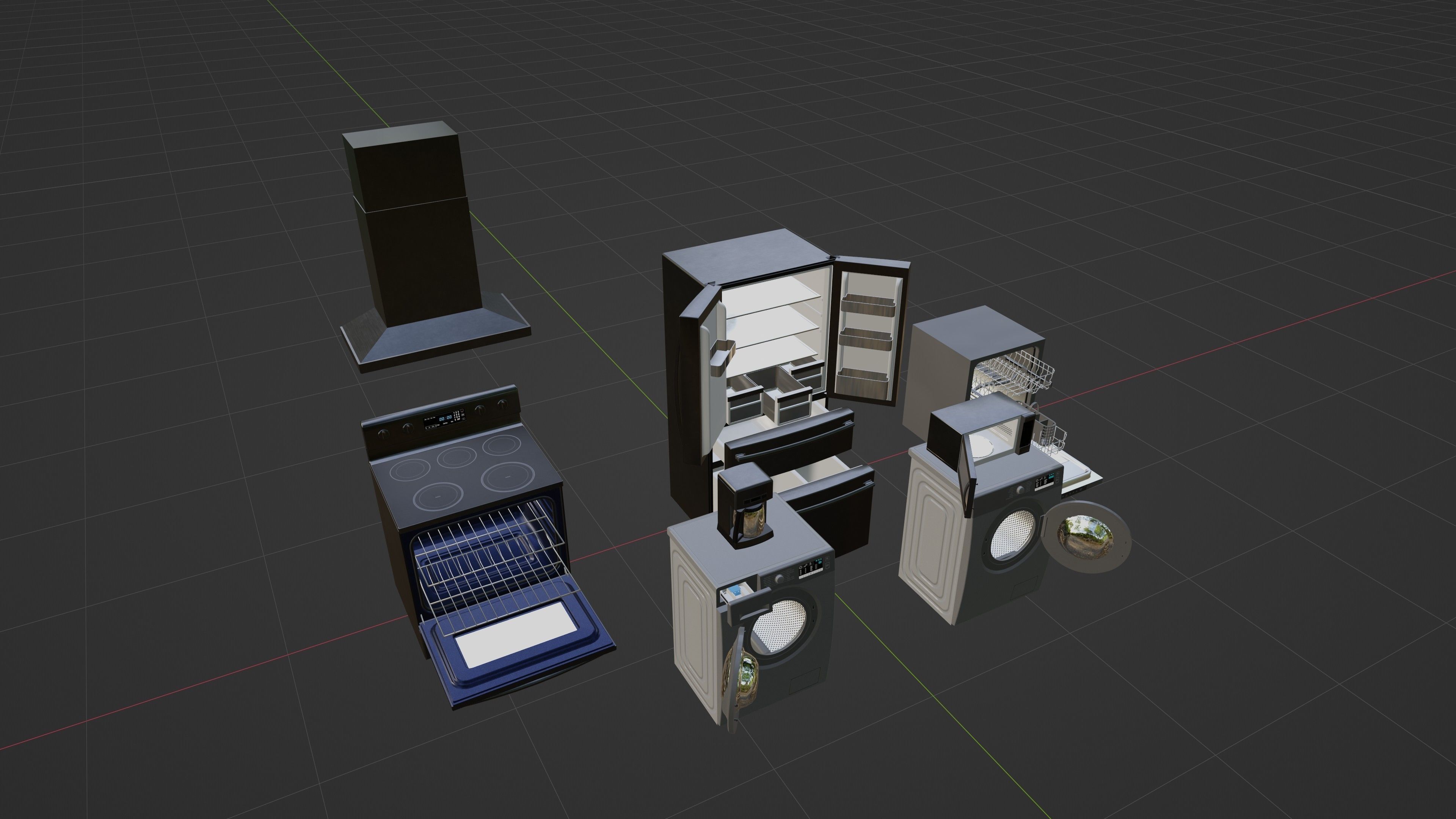 Kitchen Set Low-poly 3D model_63