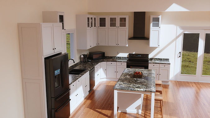 Kitchen Set Low-poly 3D model 3