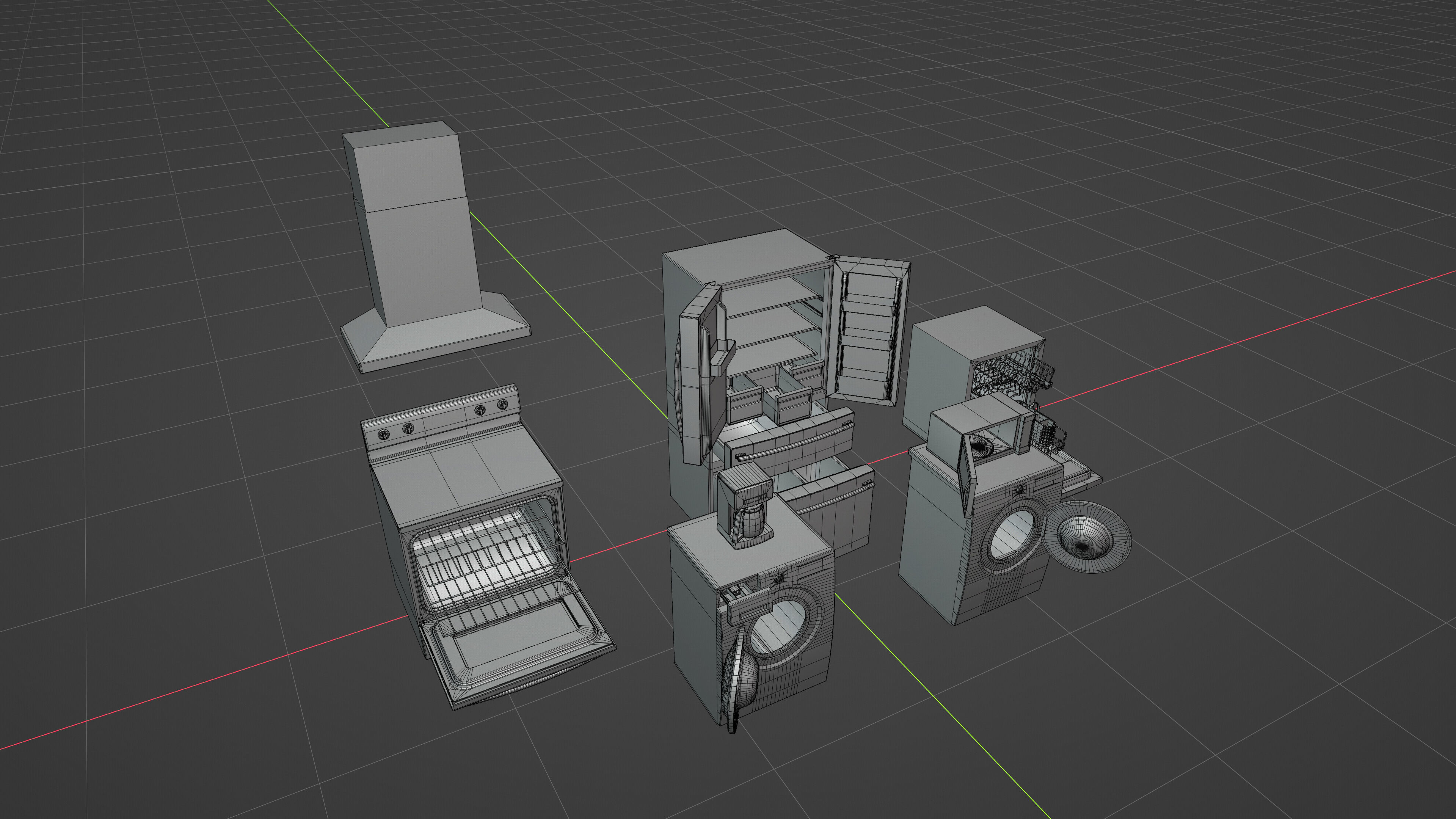 Kitchen Set Low-poly 3D model_62