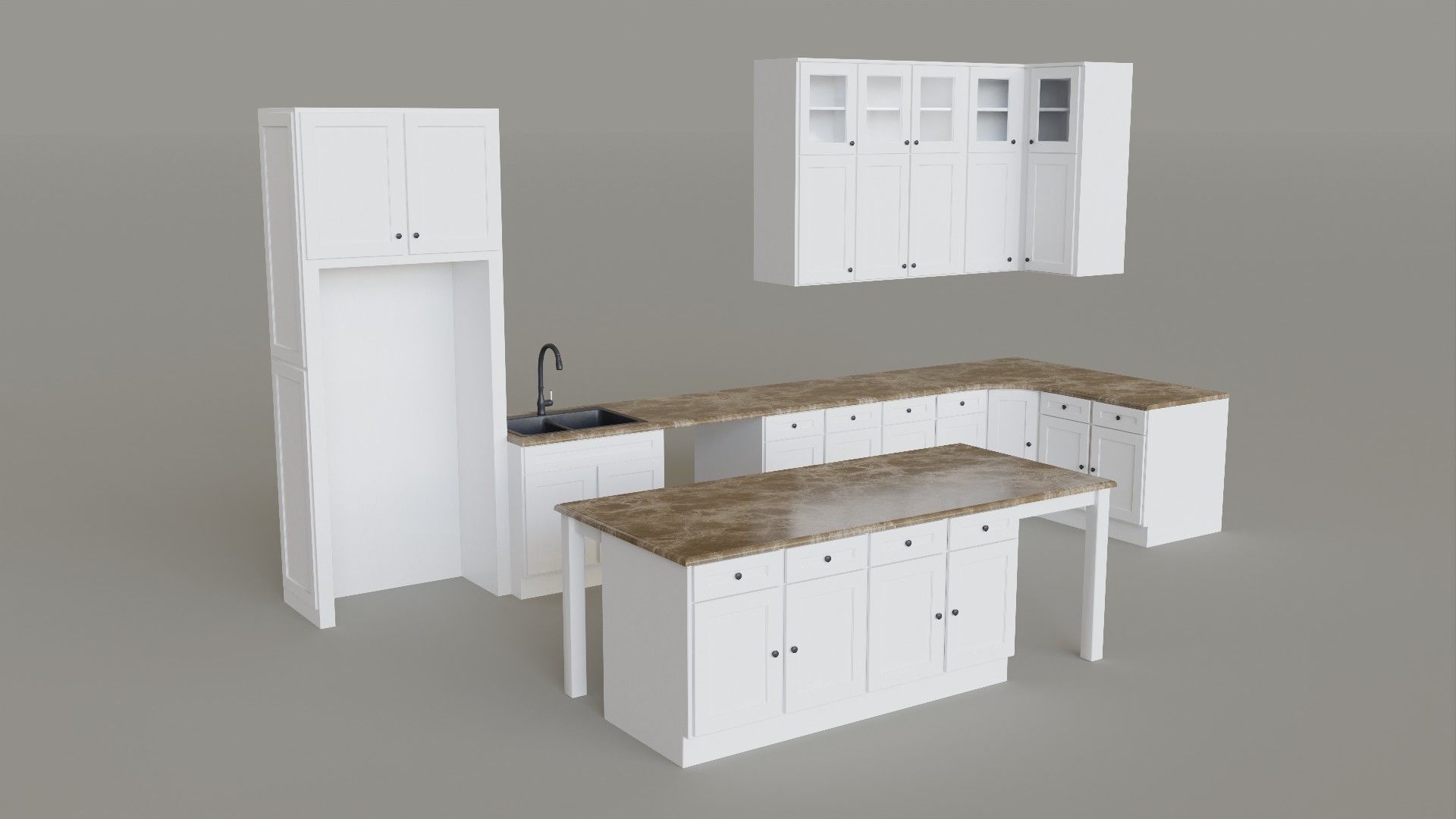 Kitchen Set Low-poly 3D model_5