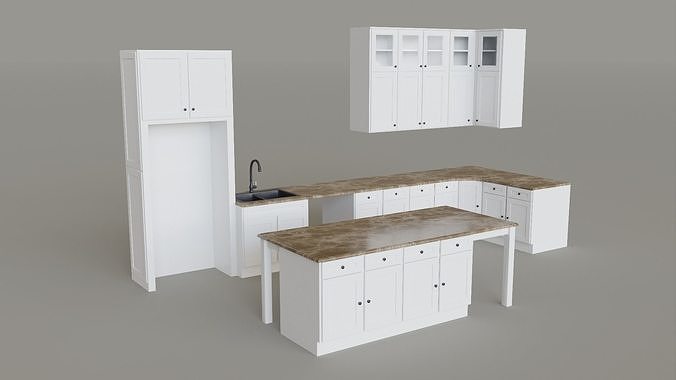 Kitchen Set Low-poly 3D model 6