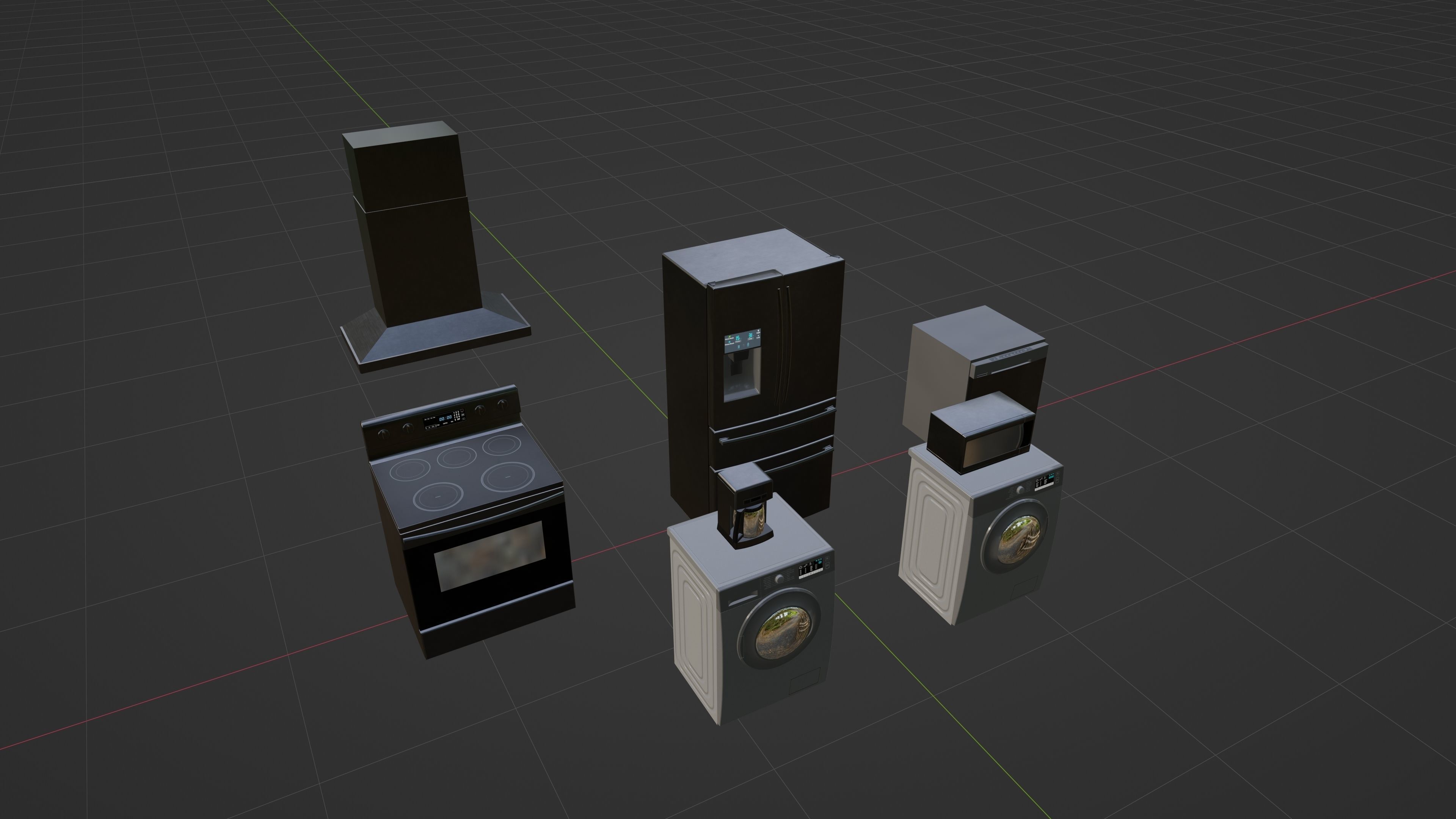 Kitchen Set Low-poly 3D model_60