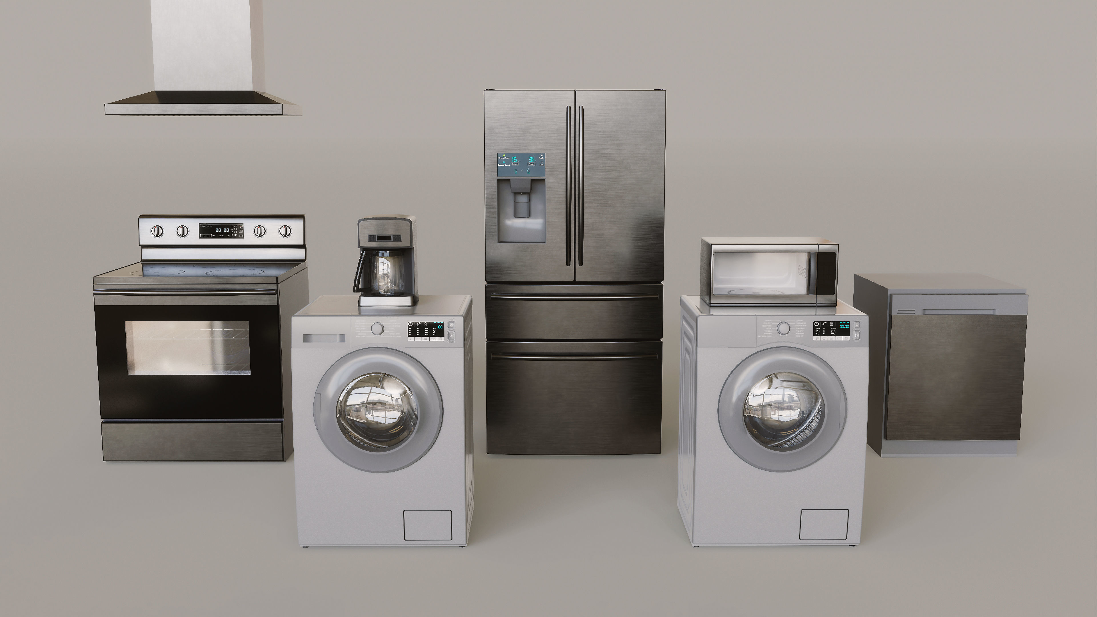 Kitchen Set Low-poly 3D model_3