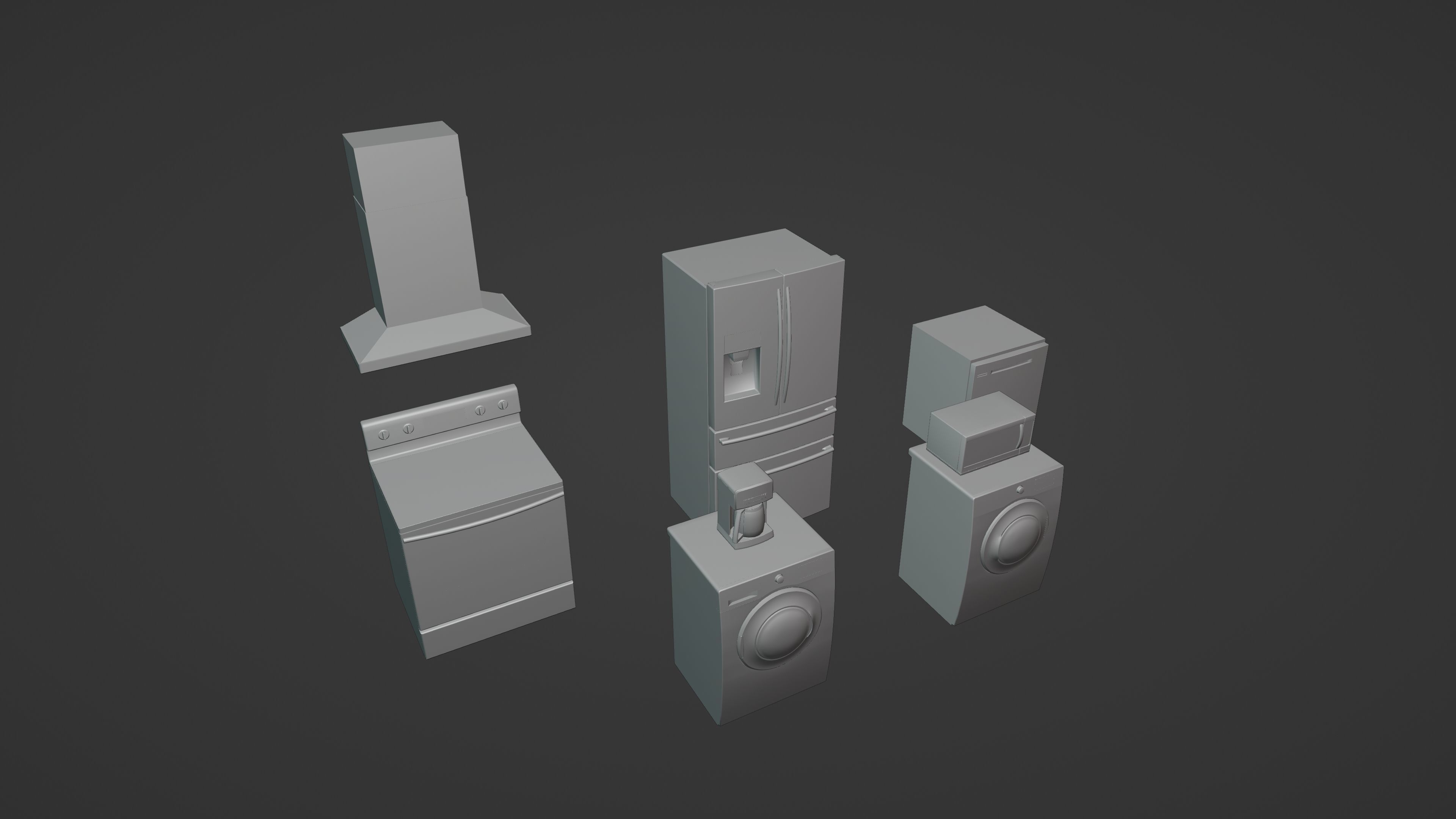 Kitchen Set Low-poly 3D model_58