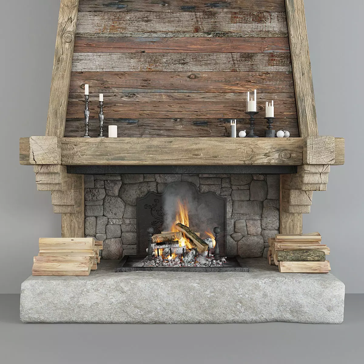 Old fireplace blend file 3D model_0
