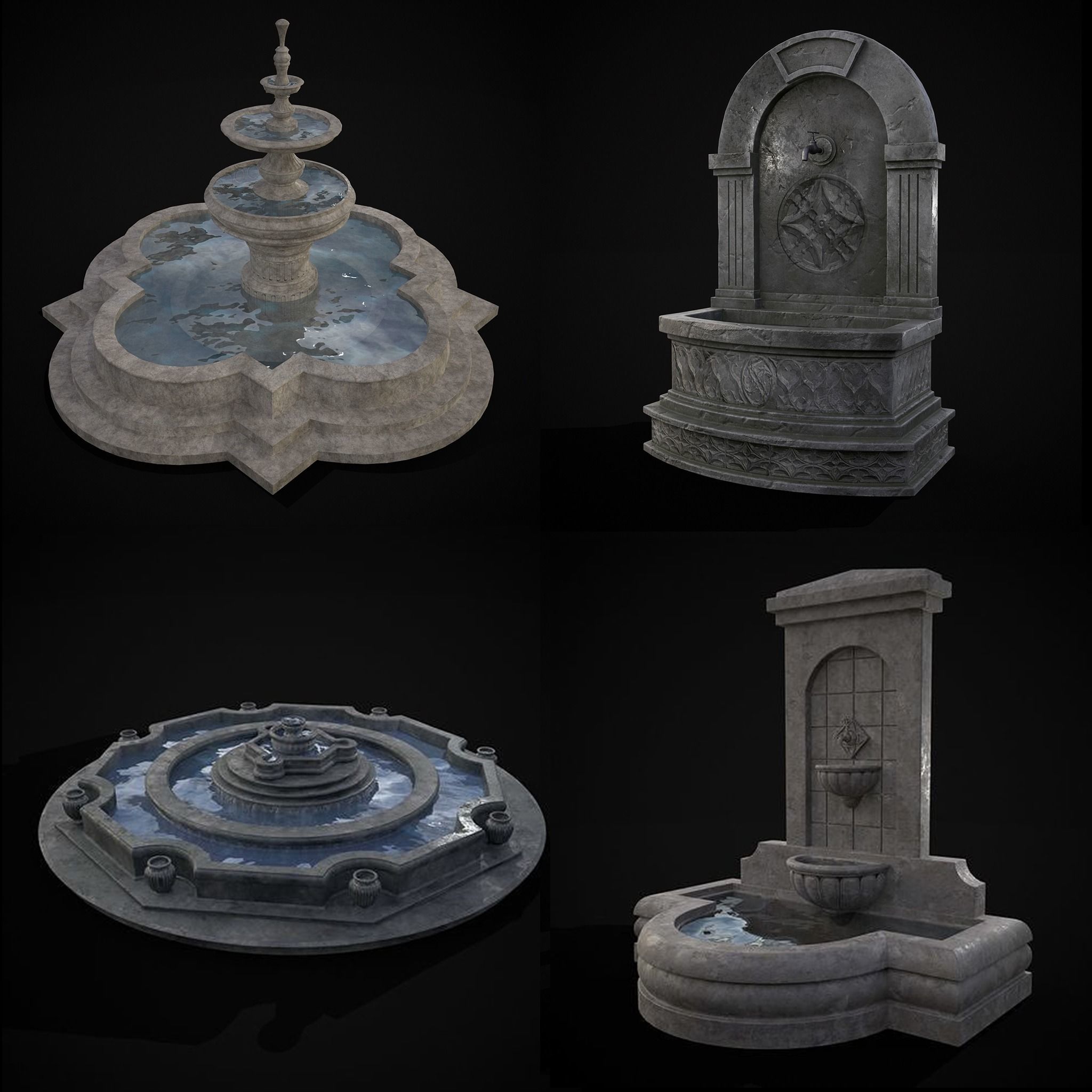 Four Fountains 3D Model Collection_11