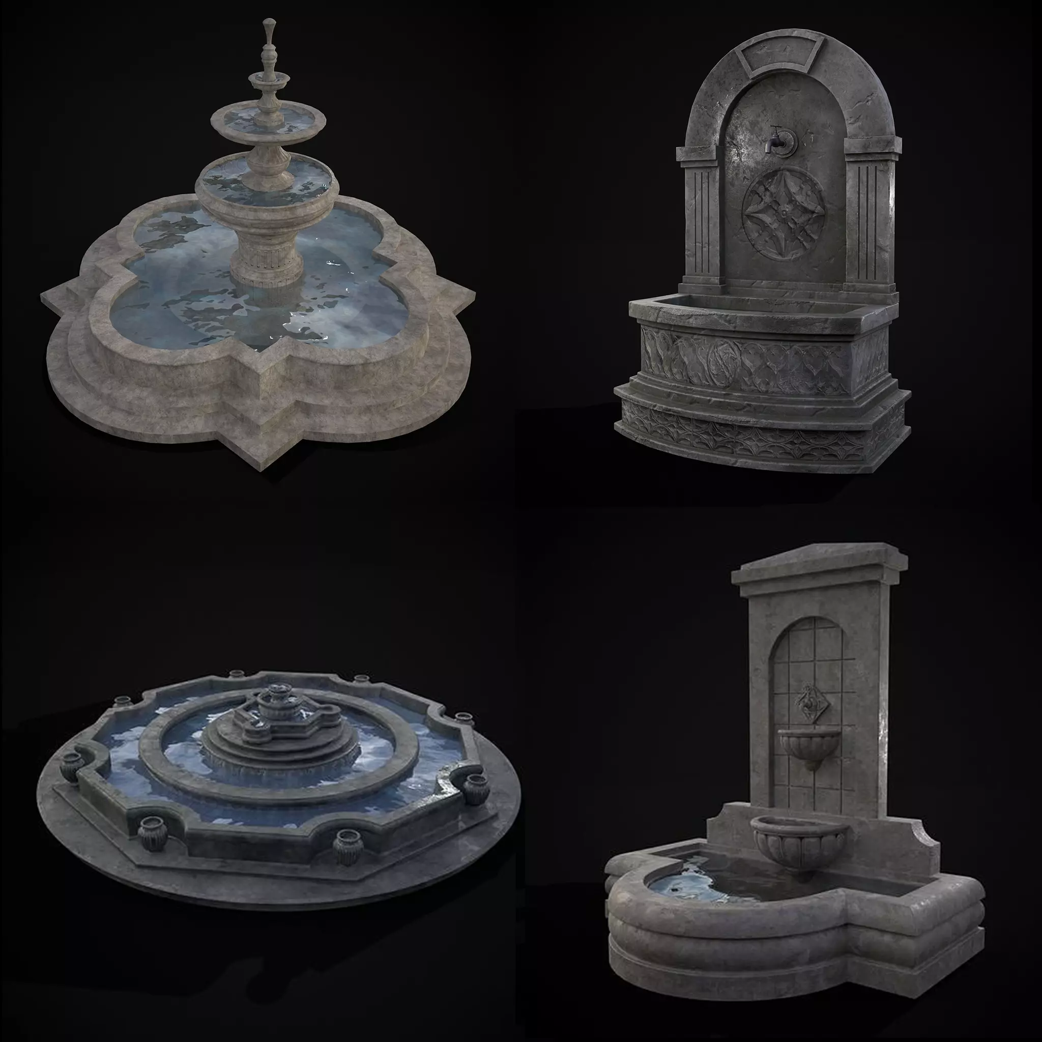 Four Fountains 3D Model Collection_0
