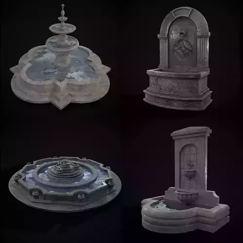 Four Fountains 3D Model Collection
