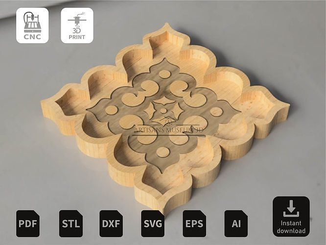 Ornament tray V2 Files for CNC and 3D Printing DXF STL 3D print model