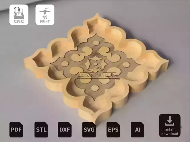 Ornament tray V2 Files for CNC and 3D Printing DXF STL
