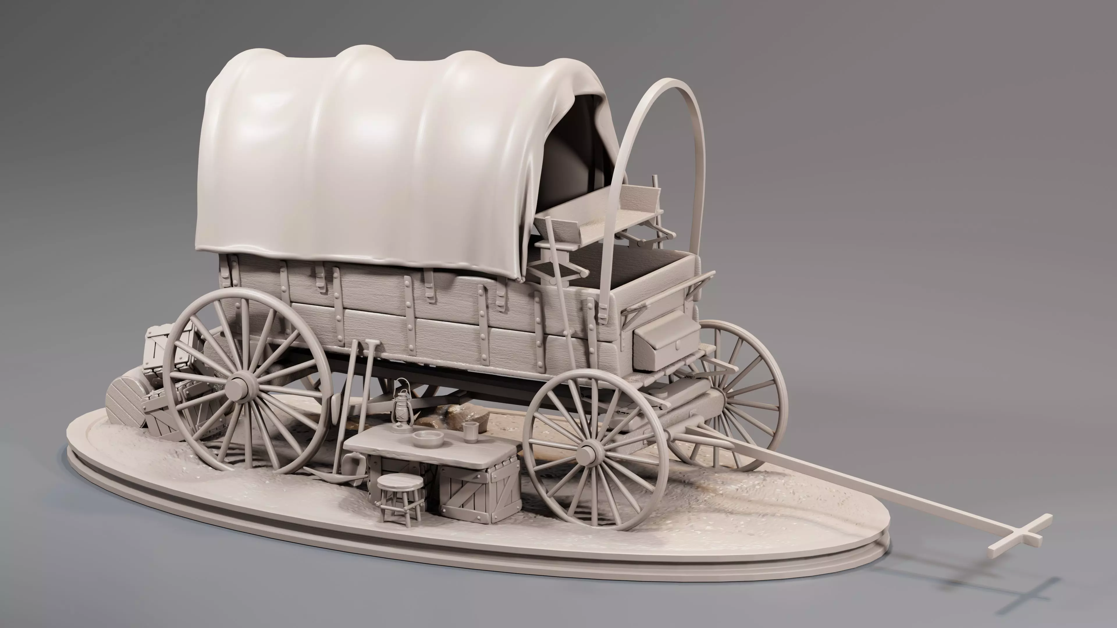 Diorama I modeled of a Chariot of the American West 3D print model_0