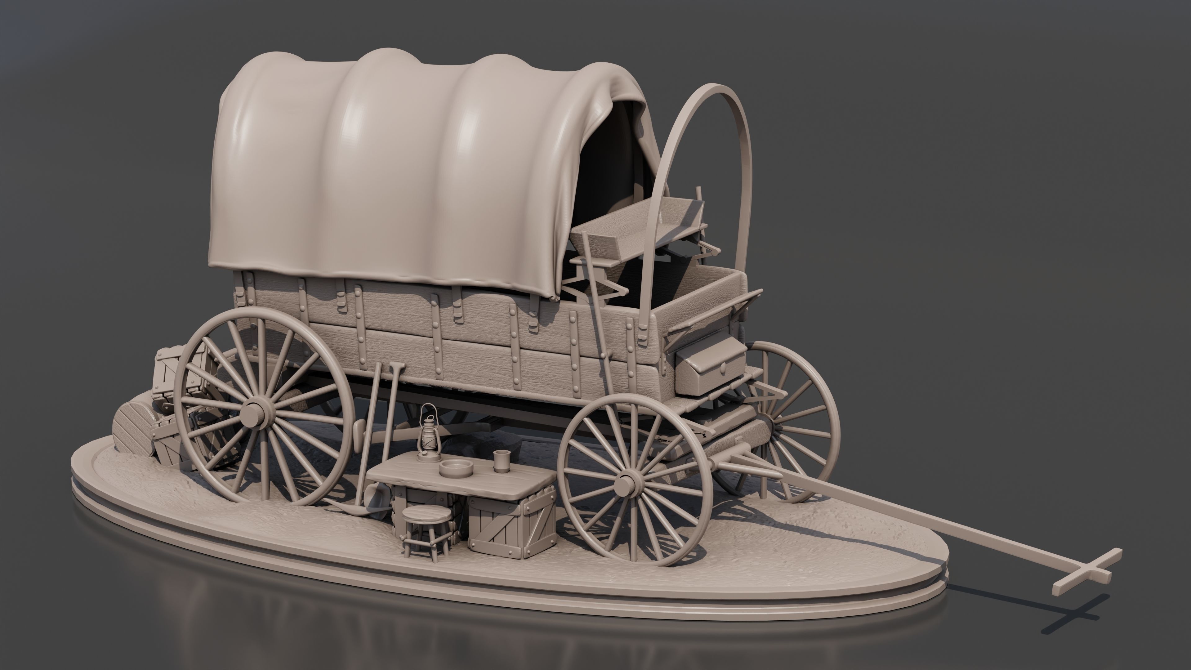 Diorama I modeled of a Chariot of the American West 3D print model_8