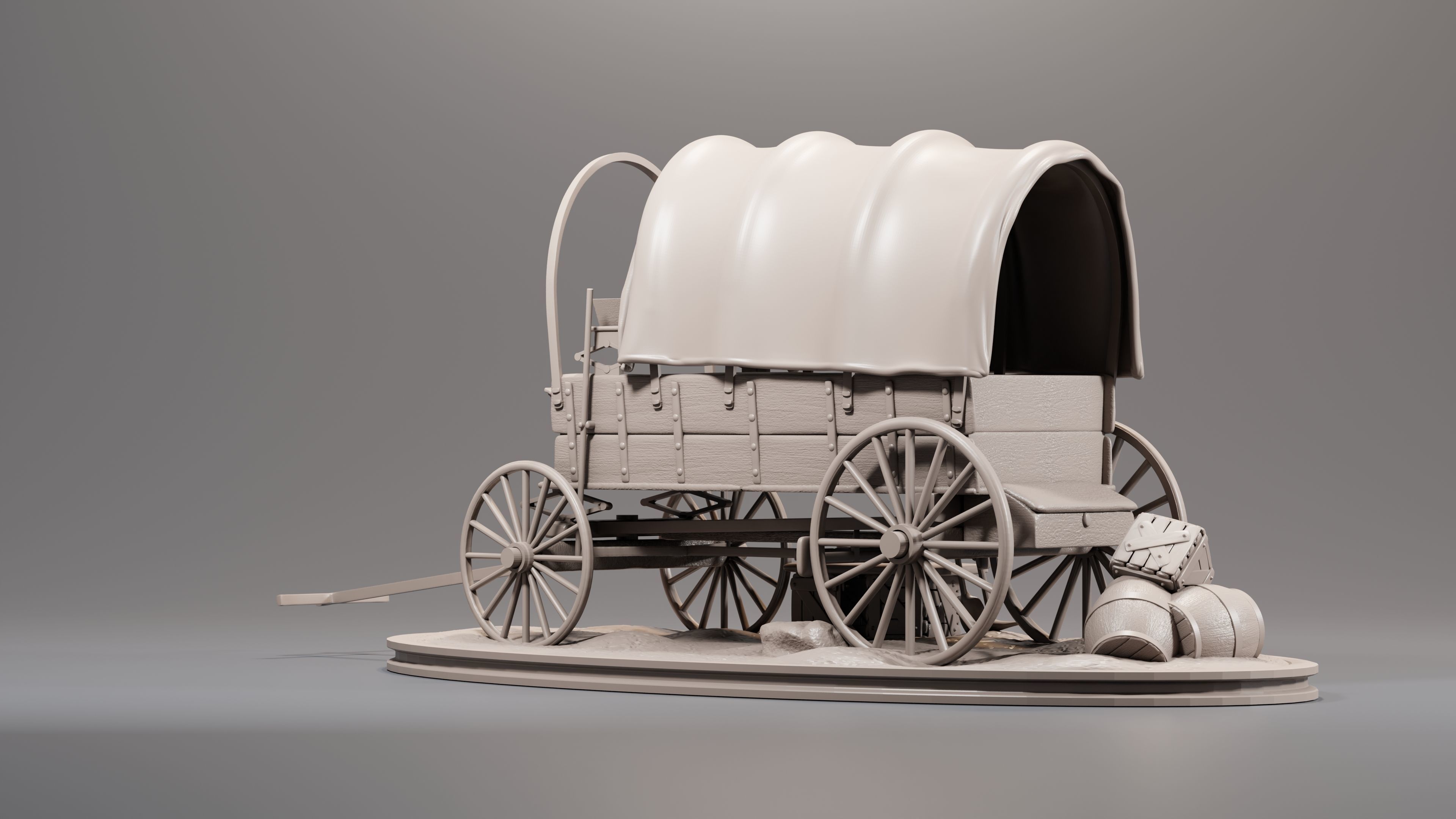 Diorama I modeled of a Chariot of the American West 3D print model_4