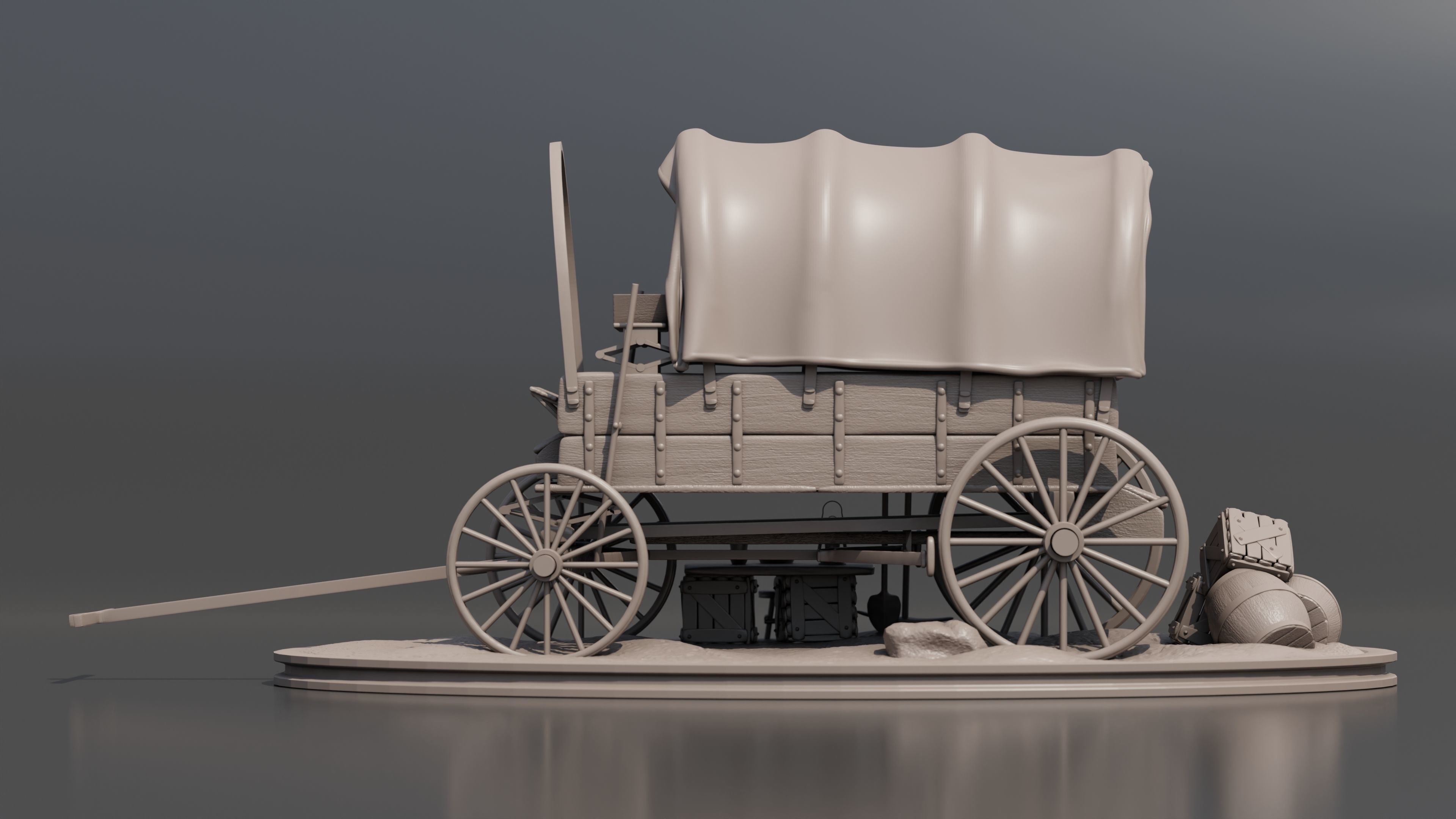 Diorama I modeled of a Chariot of the American West 3D print model_9