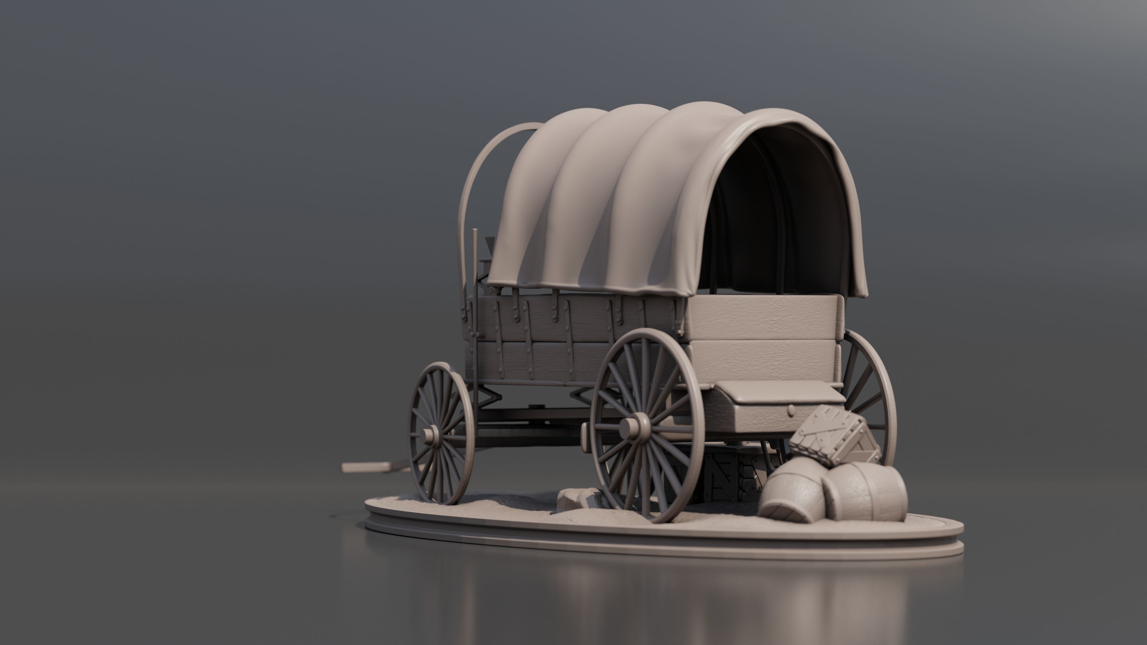 Diorama I modeled of a Chariot of the American West 3D print model_10