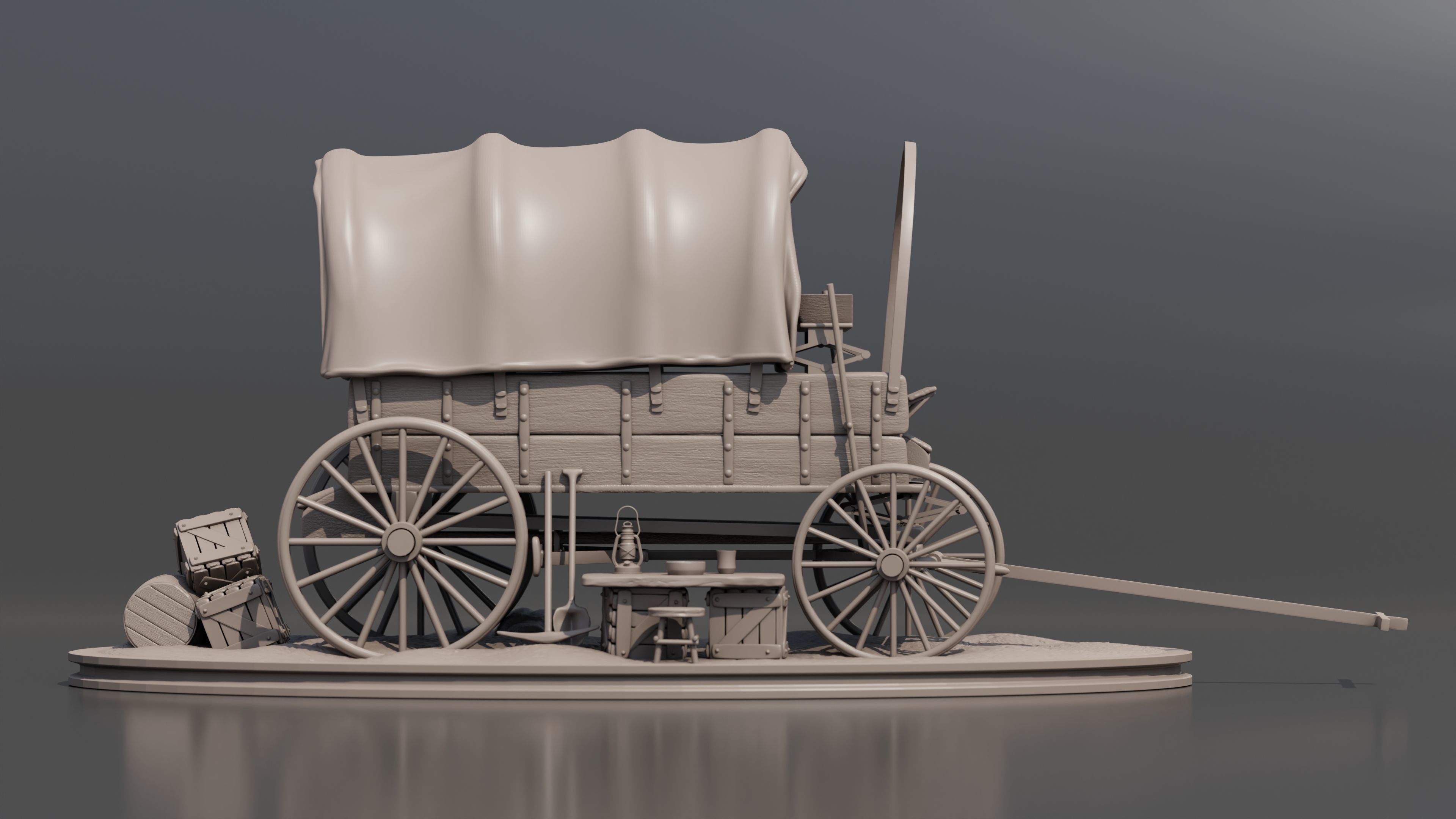 Diorama I modeled of a Chariot of the American West 3D print model_7