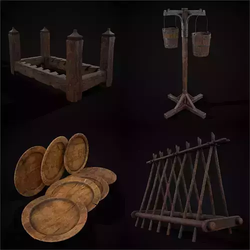 Medieval Prop Mix Thirty Four 3D Model Collection