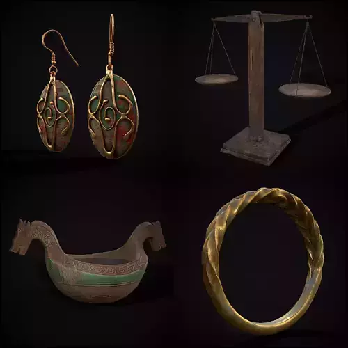 Medieval Prop Mix Thirty Five 3D Model Collection
