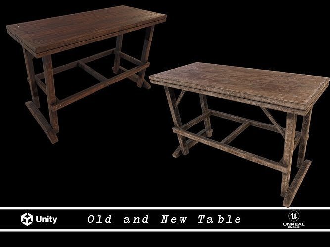 Old and Semi New Table - Two texture sets - Worn and Semi New Low-poly 3D model