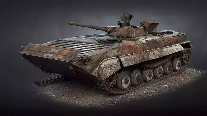 BMP-1 Destroyed Game Ready Low-poly 3D model