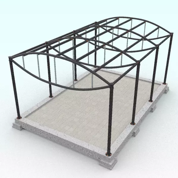 Cable-stayed beam structure 3D model_0
