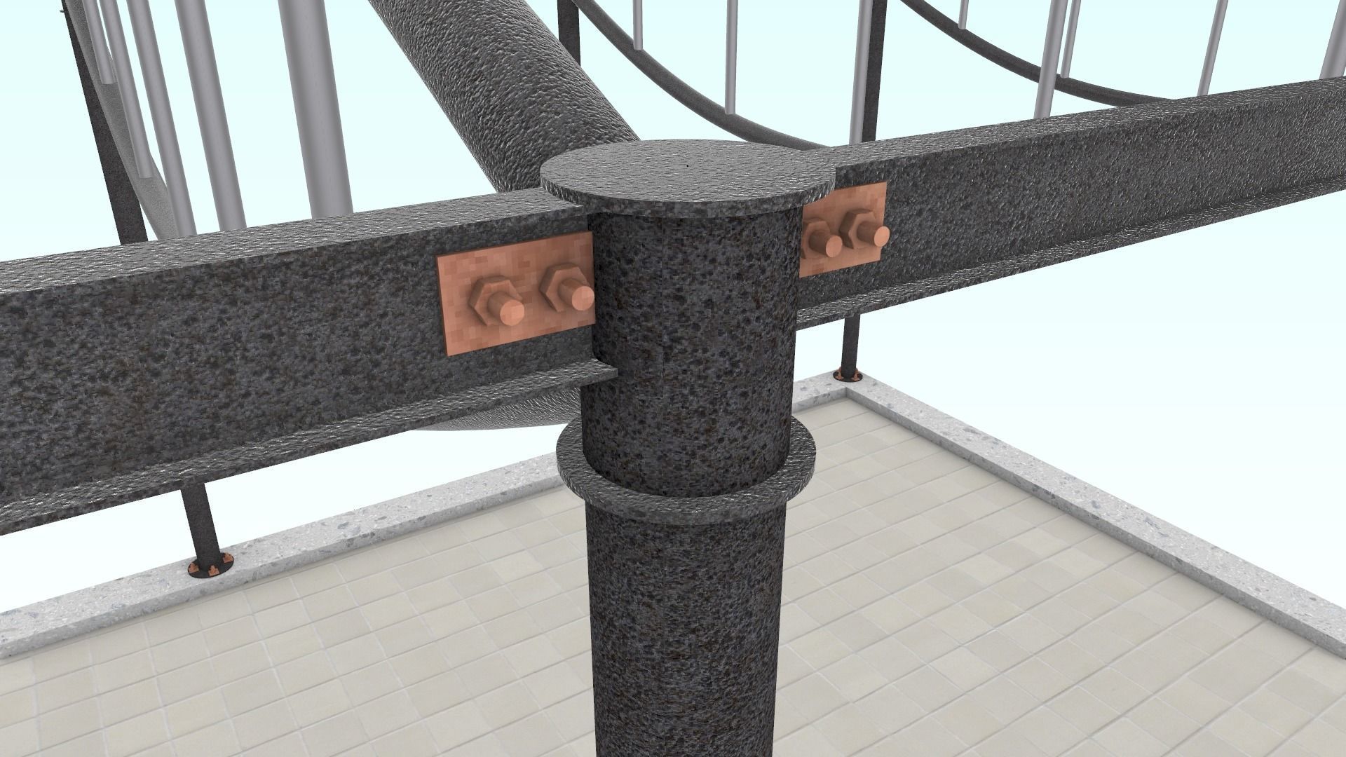 Cable-stayed beam structure 3D model_4