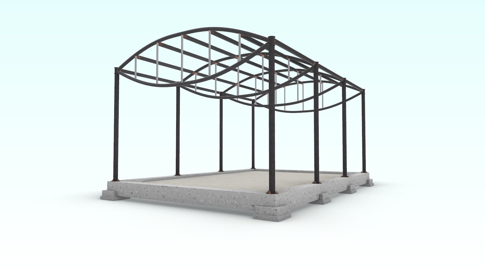 Cable-stayed beam structure 3D model_2