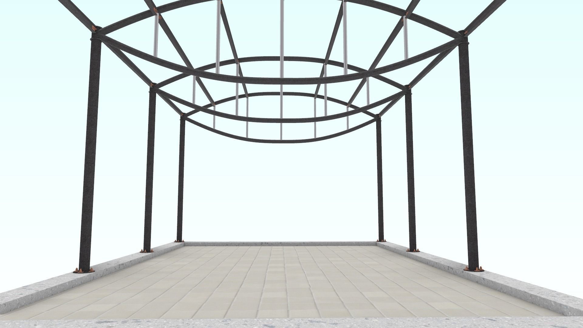Cable-stayed beam structure 3D model_6