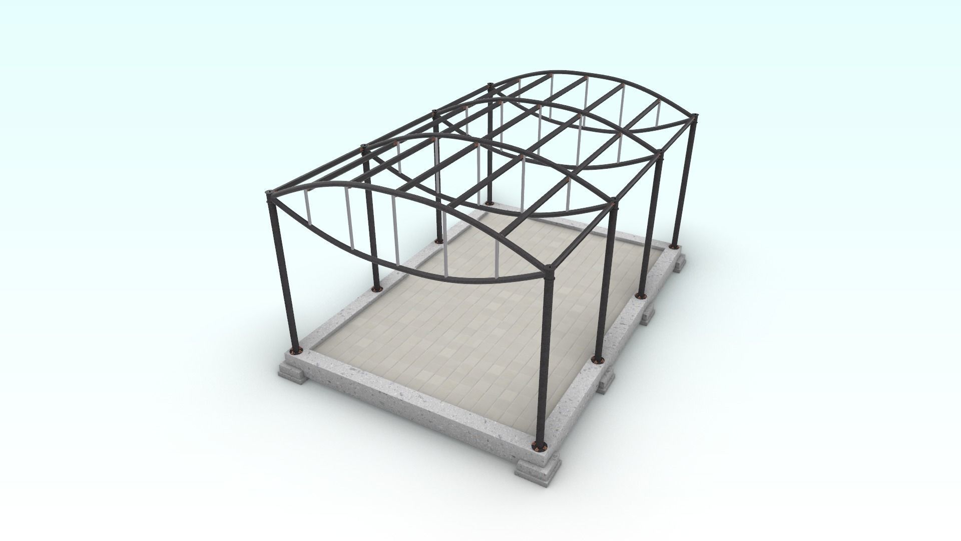 Cable-stayed beam structure 3D model_1
