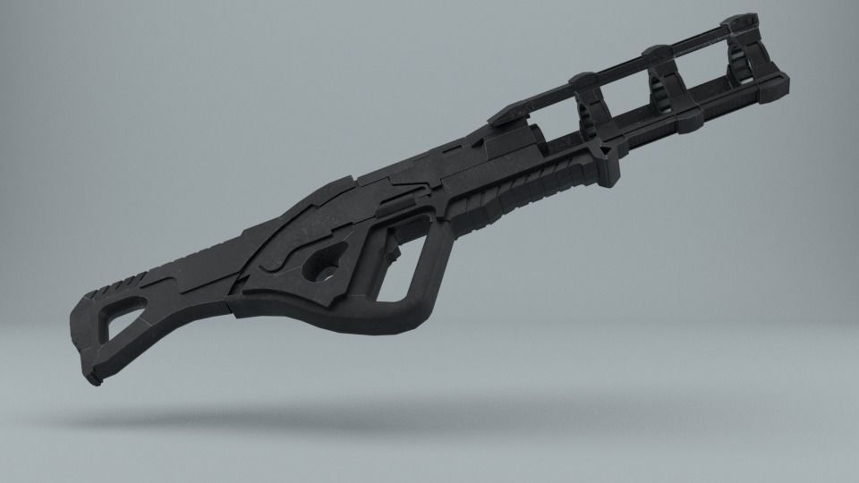 Plasma Gun Low-poly 3D model_3