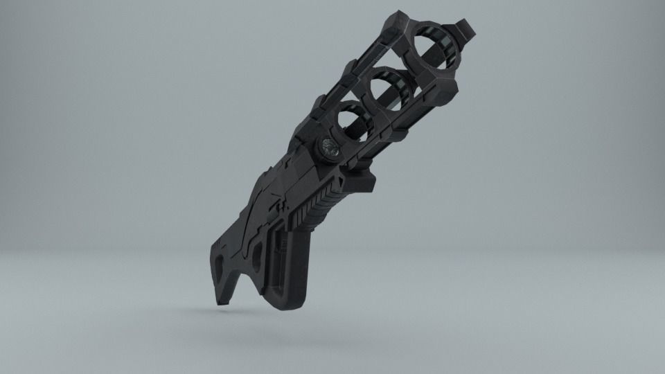 Plasma Gun Low-poly 3D model_4