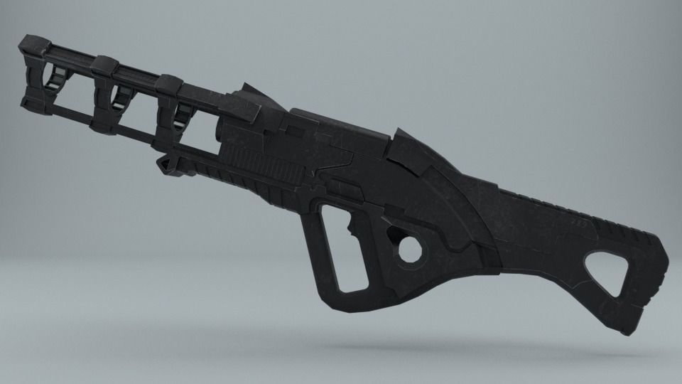 Plasma Gun Low-poly 3D model_7