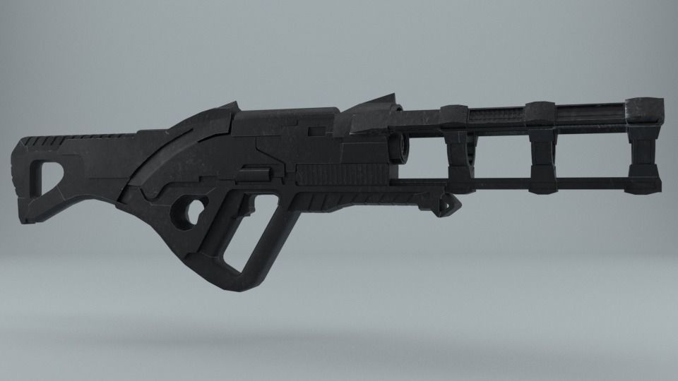 Plasma Gun Low-poly 3D model_8