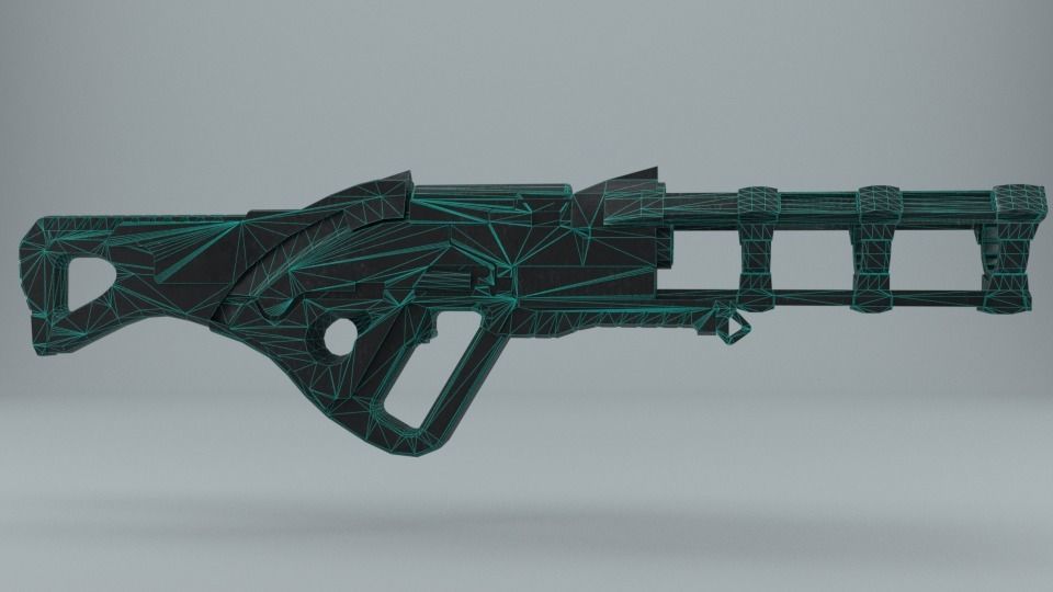 Plasma Gun Low-poly 3D model_9