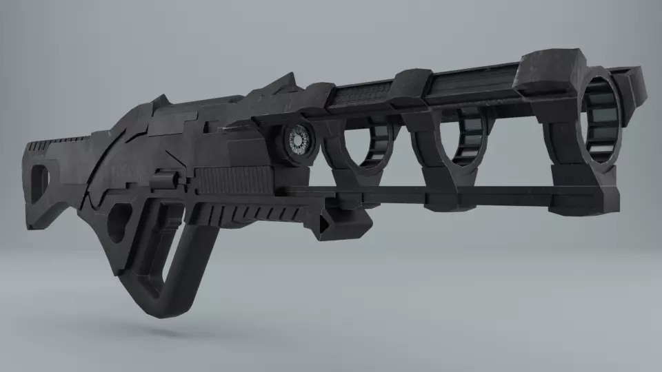 Plasma Gun Low-poly 3D model_0