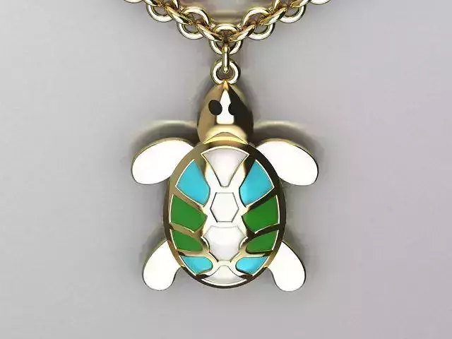 enamel pendant turtle