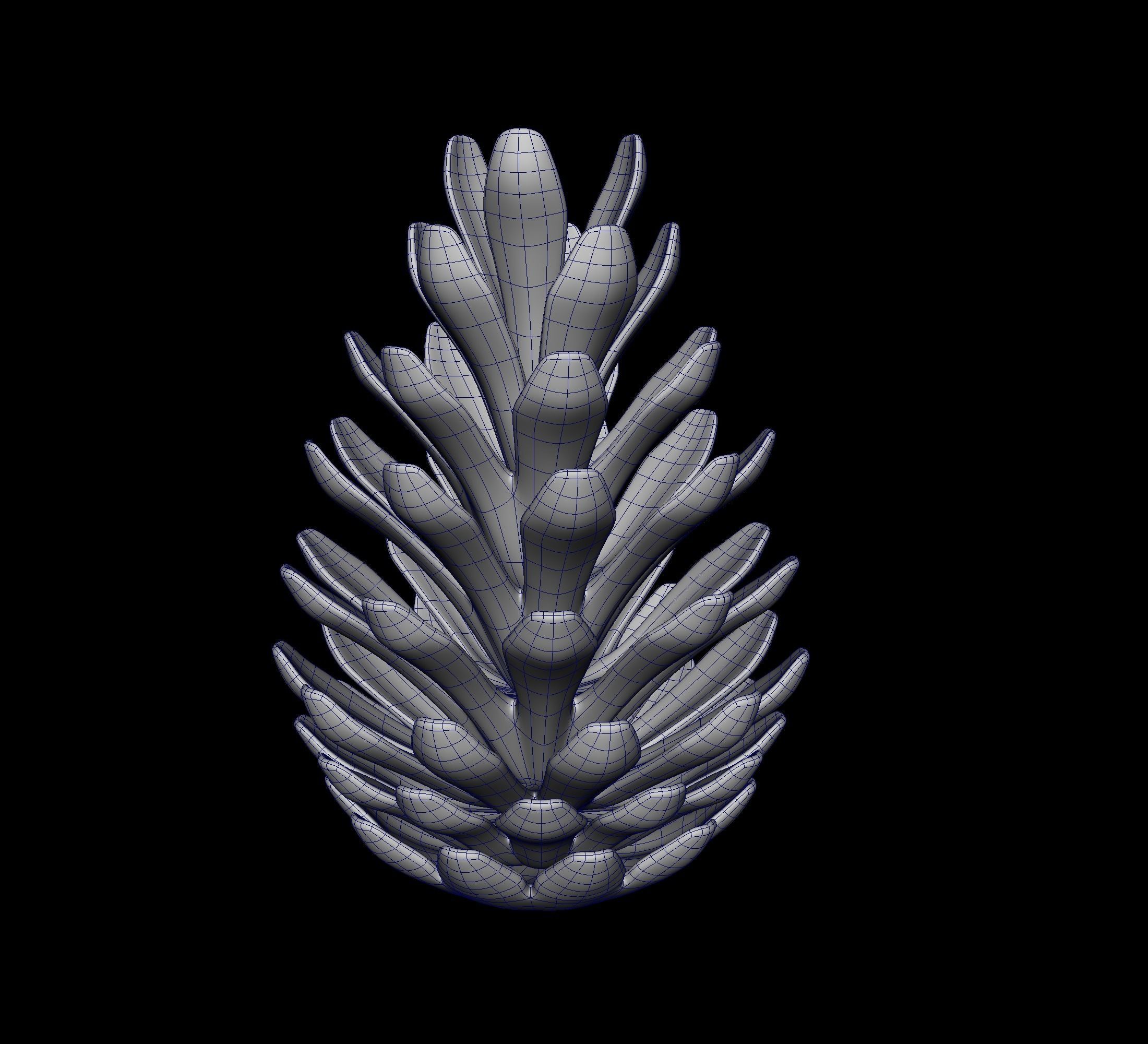 Pine cone Low-poly 3D model_2