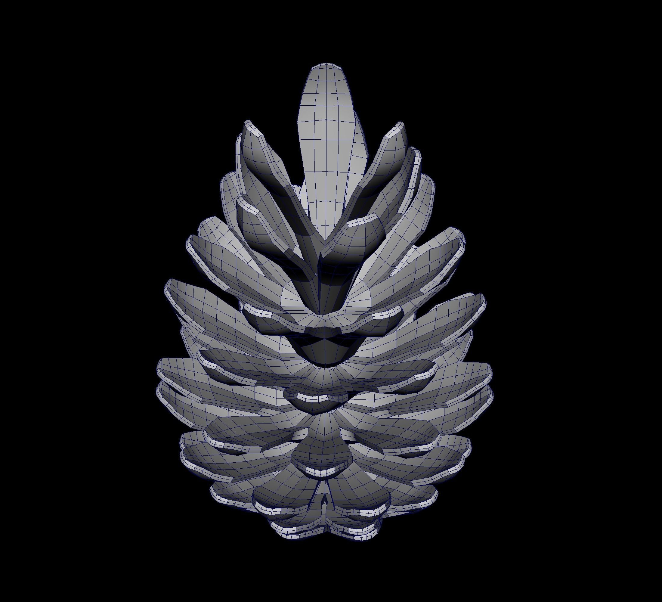 Pine cone Low-poly 3D model_3