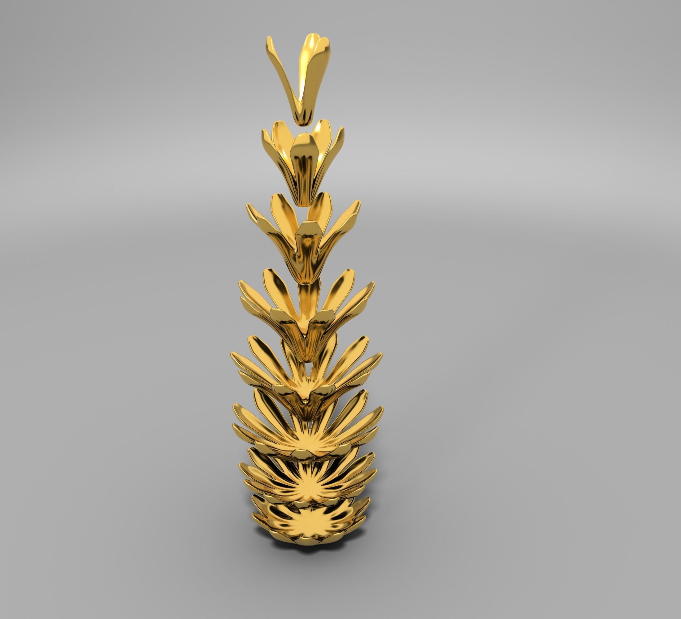 Pine cone Low-poly 3D model_1